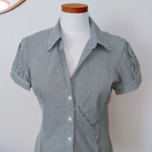 Navy Blue Pinstripe Blouse